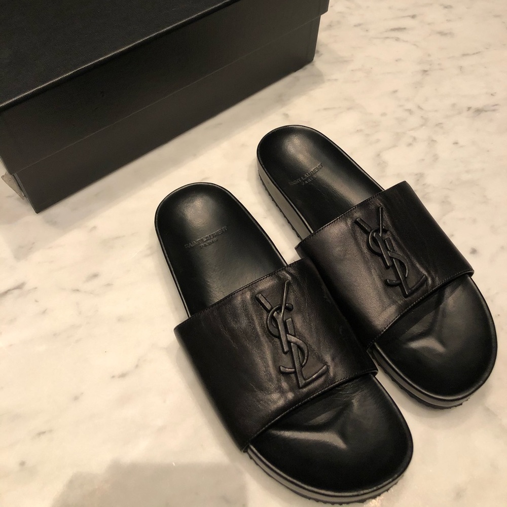 Saint Laurent Black Leather Sandals - Picture 4 of 8